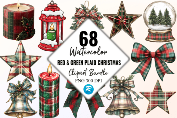 Download Red &amp; Green Plaid Christmas Clipart PNG - Clipart Collection