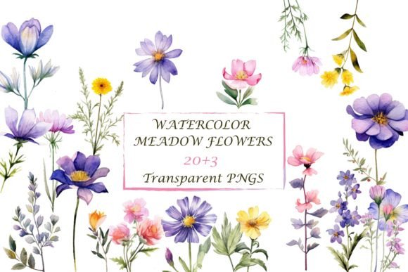 Download Watercolor Wild Flowers PNG Clipart - Clipart Collection