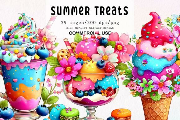 Download Whimsical Summer Treats Clipart Bundle - Clipart Collection