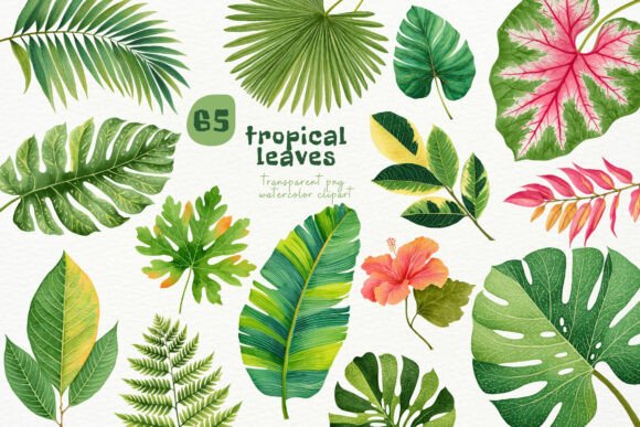Download Watercolor Tropical Leaves PNG Clipart - Clipart Collection