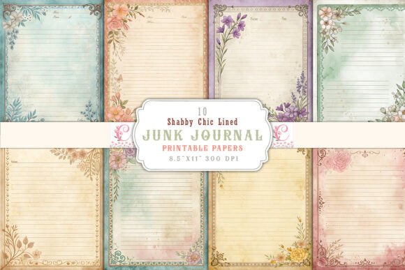 Download Shabby Chic Lined Junk Journal Pages - Junk journal page Collection