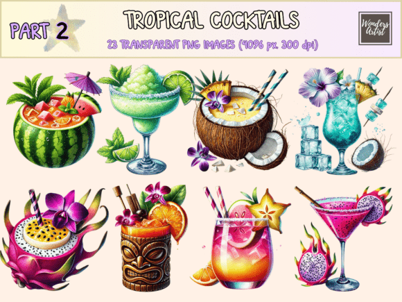Download Tropical Cocktails P2 Clipart - Clipart Collection