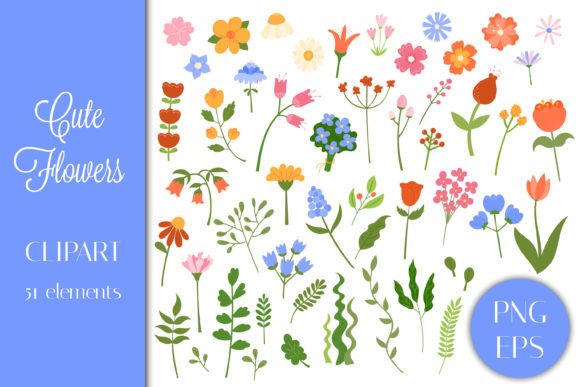 Download Cute Flowers PNG EPS Clipart Bundle - Clipart Collection