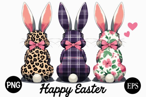 Download Cute Easter Bunny Trio Clipart Set - Clipart Collection