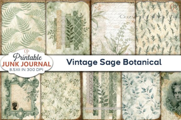 Download Vintage Sage Botanical Junk Journal Page - Junk journal page Collection