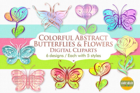 Download Colorful Butterflies &amp; Flowers Cliparts - Clipart Collection