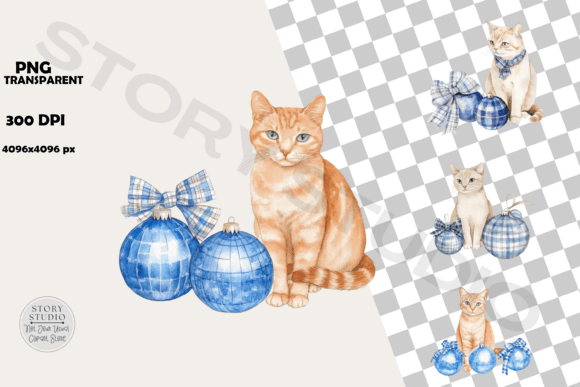 Download Cute Holiday Cats and Baubles Clipart - Clipart Collection