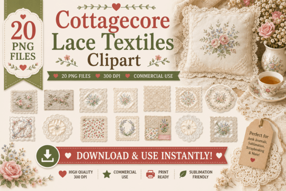 Download Cottagecore Lace Textiles Clipart - Cottagecore Collection