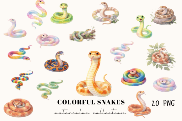 Download Colorful Snake Watercolor Clipart - Clipart Collection