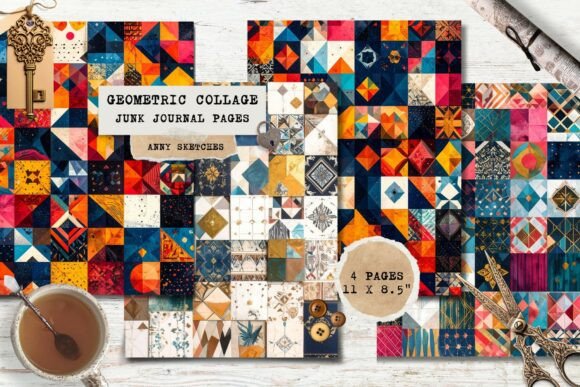 Download Geometric Print Junk Journal Pages - Junk journal page Collection