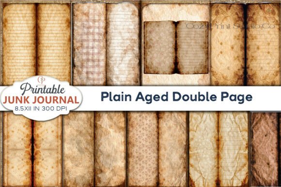 Download Plain Aged Double Page Junk Journal Page - Junk journal page Collection