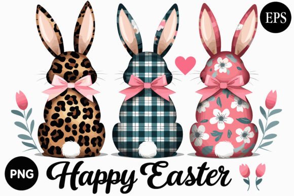 Download Cute Easter Bunny Trio Clipart Set - Clipart Collection