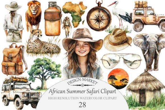 Download Watercolor African Summer Safari Clipart - Clipart Collection