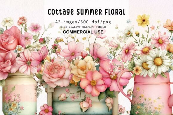 Download Whimsical Cottage Summer Floral Clipart - Clipart Collection