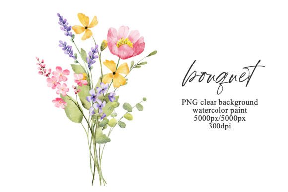 Download Watercolor Wild Flowers Clipart Bouquet. - Clipart Collection