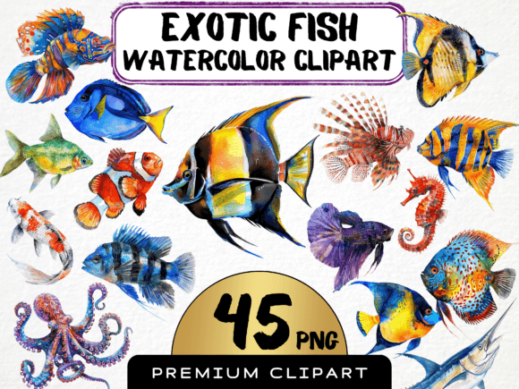Download Watercolor Exotic Fish Clipart - Clipart Collection