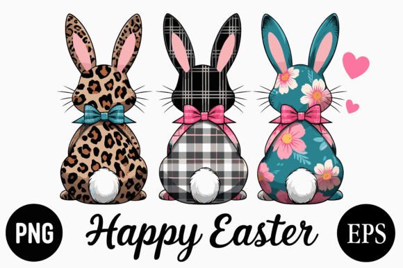 Download Cute Easter Bunny Trio Clipart Set - Clipart Collection