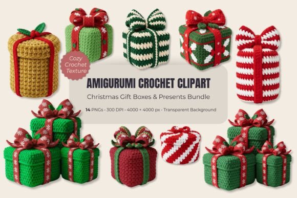 Download Amigurumi Xmas Crochet Gift Clipart Set - Clipart Collection