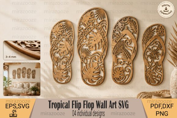 Download Tropical Flip Flop Wall Art SVG - Tropical Collection