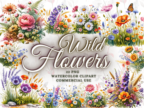 Download Watercolor Wild Flowers Clipart Png - Clipart Collection