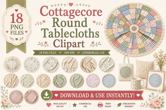 Download Cottagecore Round Tablecloths Clipart - Cottagecore Collection
