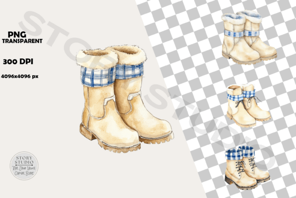 Download Cream Winter Boots Watercolor Clipart - Clipart Collection