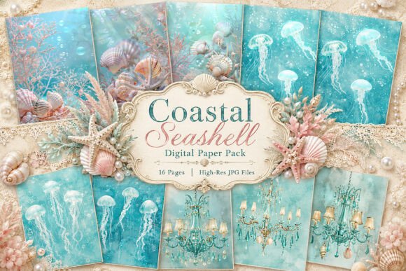 Download Coastal Aqua Junk Journal Pages - Junk journal page Collection