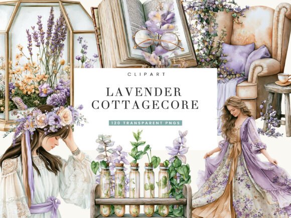 Download Lavender Cottagecore Clipart Bundle - Cottagecore Collection