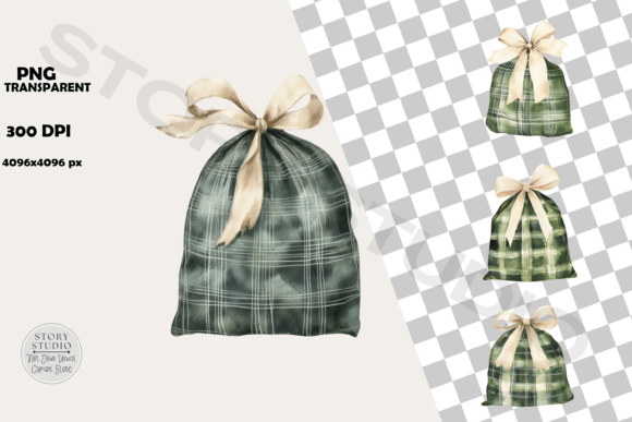 Download Festive Plaid Gift Bags Clipart Set - Clipart Collection