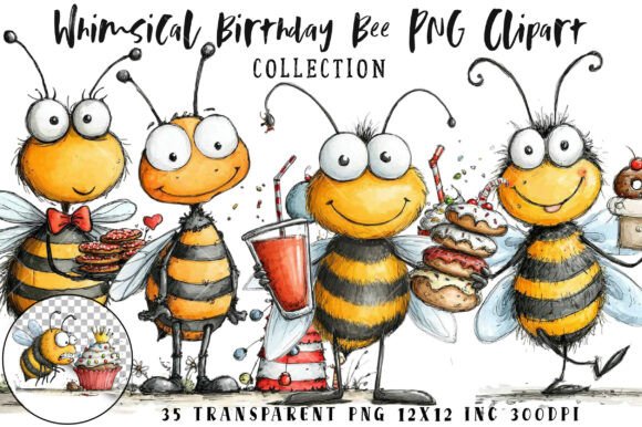 Download Whimsical Birthday Bee PNG Clipart - Clipart Collection