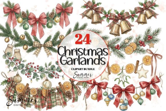 Download Christmas Garland Decorations Clipart - Clipart Collection