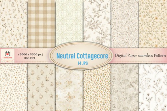 Download Neutral Cottagecore Digital Paper Bundle - Cottagecore Collection
