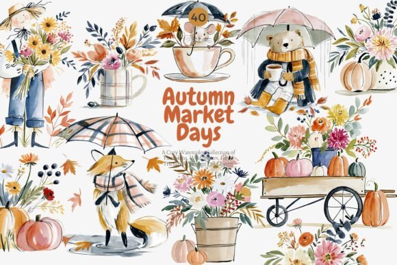 Download Autumn Harvest Watercolor Clipart Set - Clipart Collection