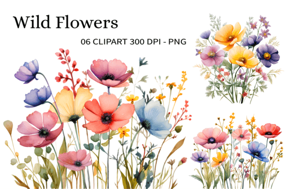 Download Wild Flowers Watercolor Clipart PNG - Clipart Collection