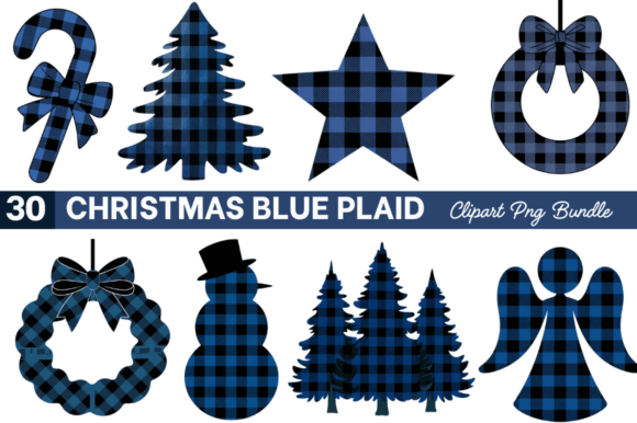 Download Christmas Blue Plaid Clipart PNG Bundle - Clipart Collection