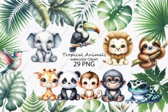 Download Tropical Animals Watercolor Clipart - Premium Resources