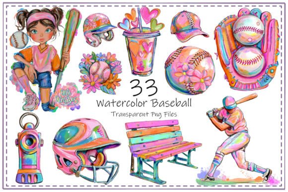 Download Watercolor Baseball Clipart Bundle - Clipart Collection