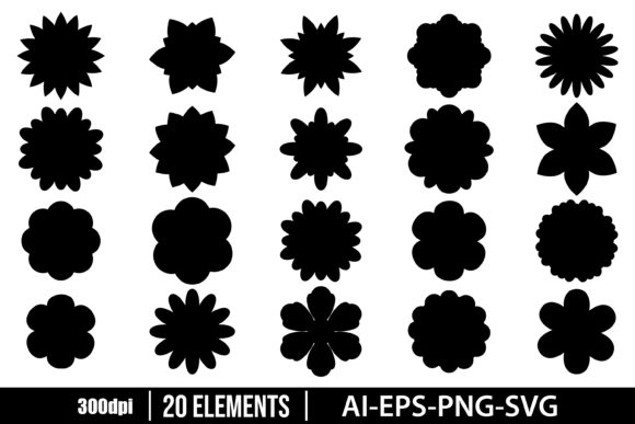 Download Beautiful Flowers Silhouette Clipart Set - Clipart Collection